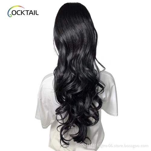 30 32 40 inch Kanekalon high temperature fiber synthetic hair ponytail, tangle free long synthetic ponytail extensions in stock
